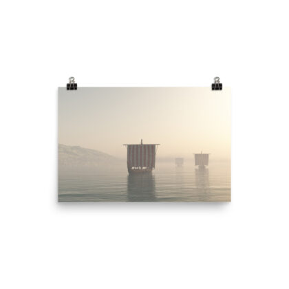 Viking Longships in Morning Mist – Matte Print