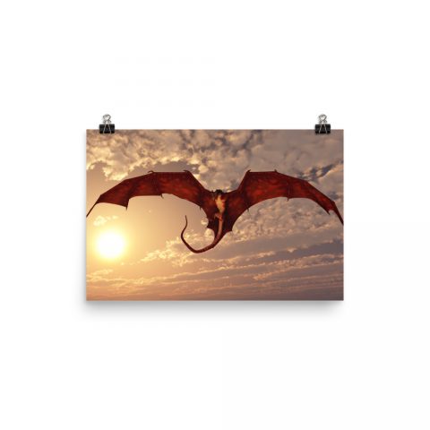 Red Dragon in a Sunset Sky